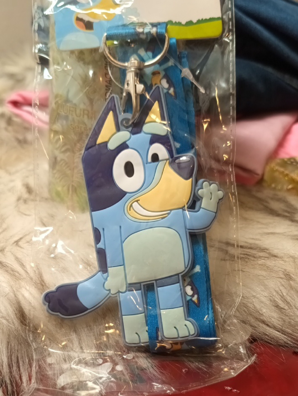 Blue Dog Character Kids Lanyard and Keychain